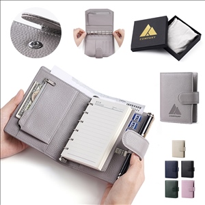 Top Grain Leather A7 Multifunctional Binder Wallet With Card Slots & Notepad